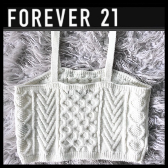 F21 Cable Sweater Knit Crop Top - Picture 3 of 4